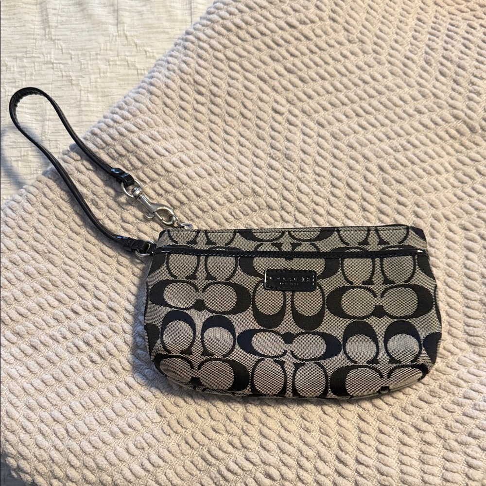 Coach Signature Black and grey  Wristlet